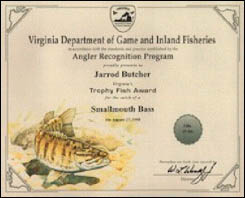 Freshwater Fish Award Certificate